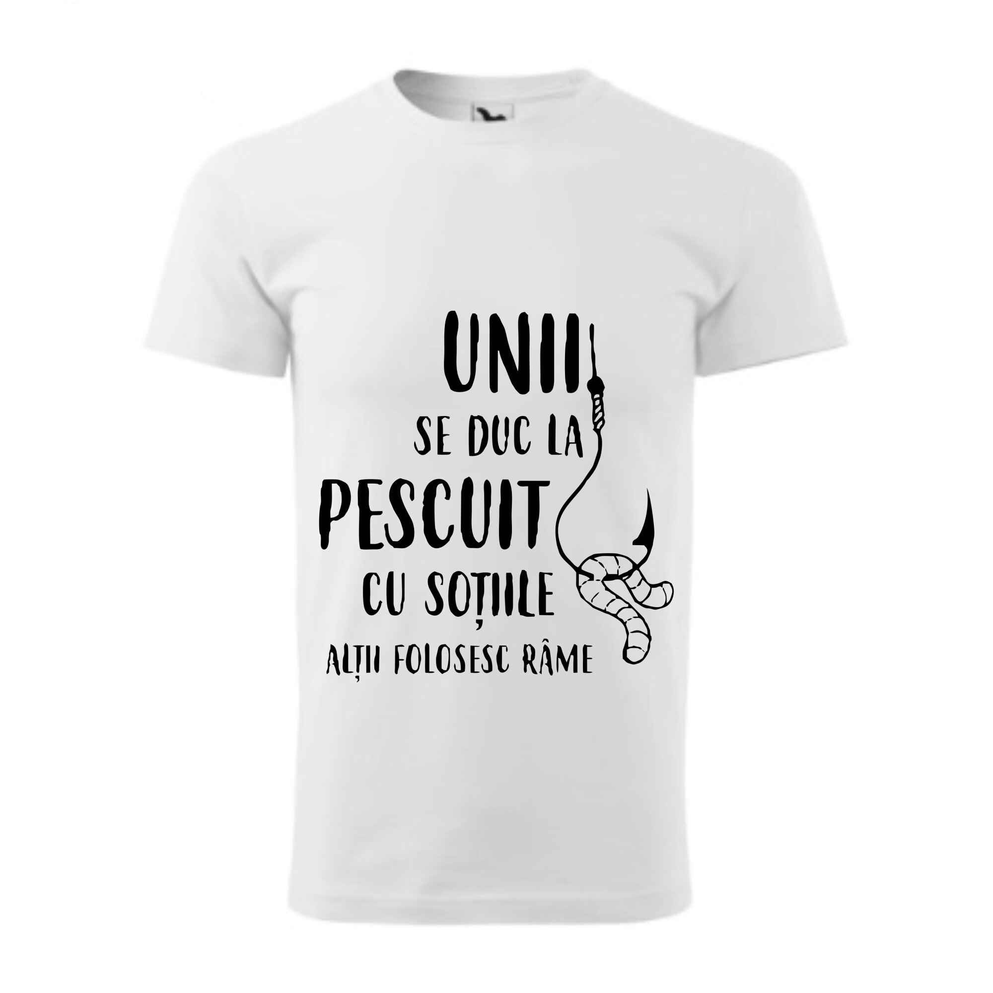 Tricou basic barbati personalizat, Adler, bumbac, alb , XS INTL Pescuit cu sotiile