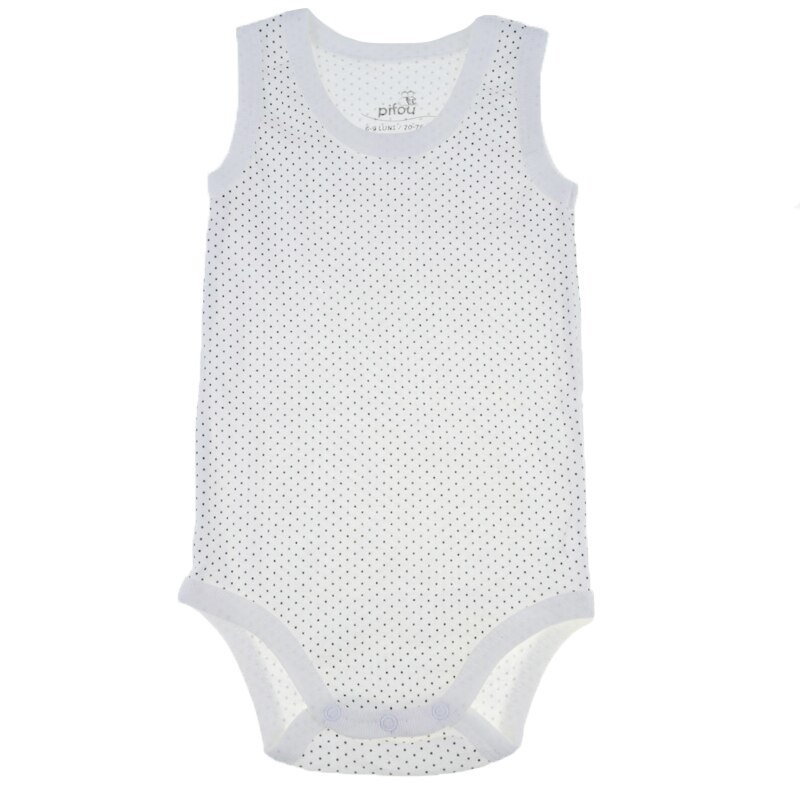 Body tip maieu pentru bebelusi Pifou Model 5 BM6P1, Alb, 70-76 cm