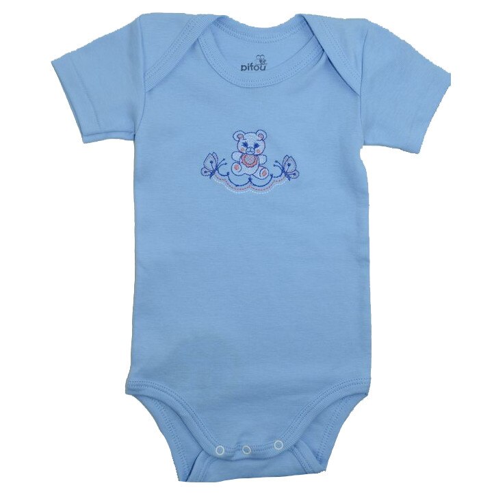 Body cu maneca scurta pentru baieti Pifou Model 6 MS-A, Albastru, 76-86 cm
