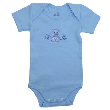 Body cu maneca scurta pentru baieti Pifou Model 6 MS-A, Albastru, 76-86 cm Body cu maneca scurta pentru baieti Pifou Model 6 MS-A, Albastru, 76-86 cm
