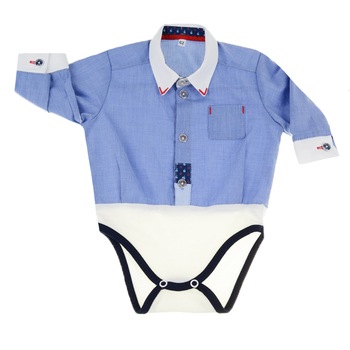 Body tip camasa pentru baieti Baby Colibra 8056062A, Albastru Body tip camasa pentru baieti Baby Colibra 8056062A, Albastru