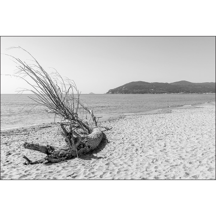 Fototapet Plaja Mare Nisip 405cm x 270cm Alb-negru, Vedere, Efect 3D, Decorativ