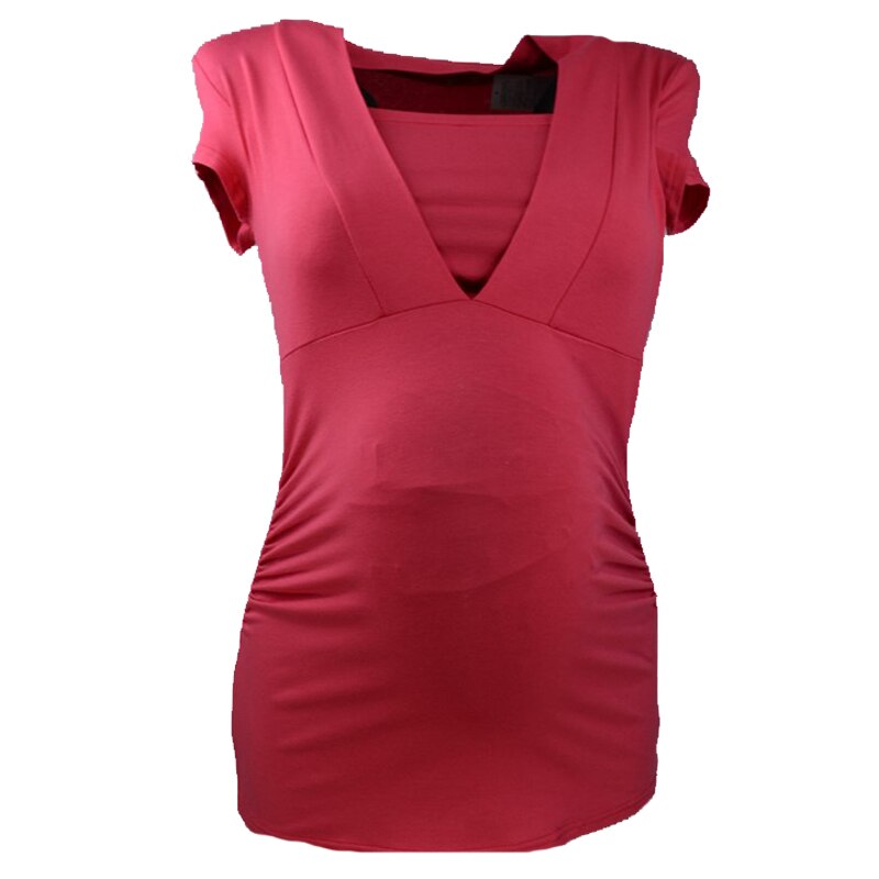 Bluza cu maneca scurta pentru gravide BDDE6R Mini Junior, Rosu, L