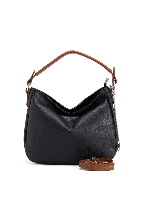 Mia Tomazzi, Geanta crossbody din piele cu accesoriu logo metalic Molise, Negru, Maro