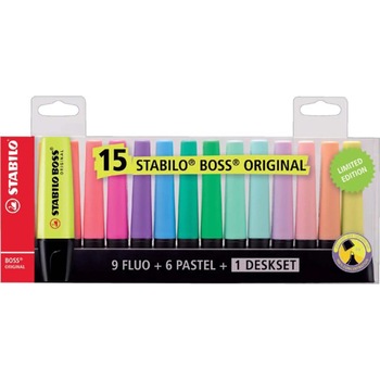 Textmarker Stabilo Boss Original 15 culori/set Textmarker Stabilo Boss Original 15 culori/set