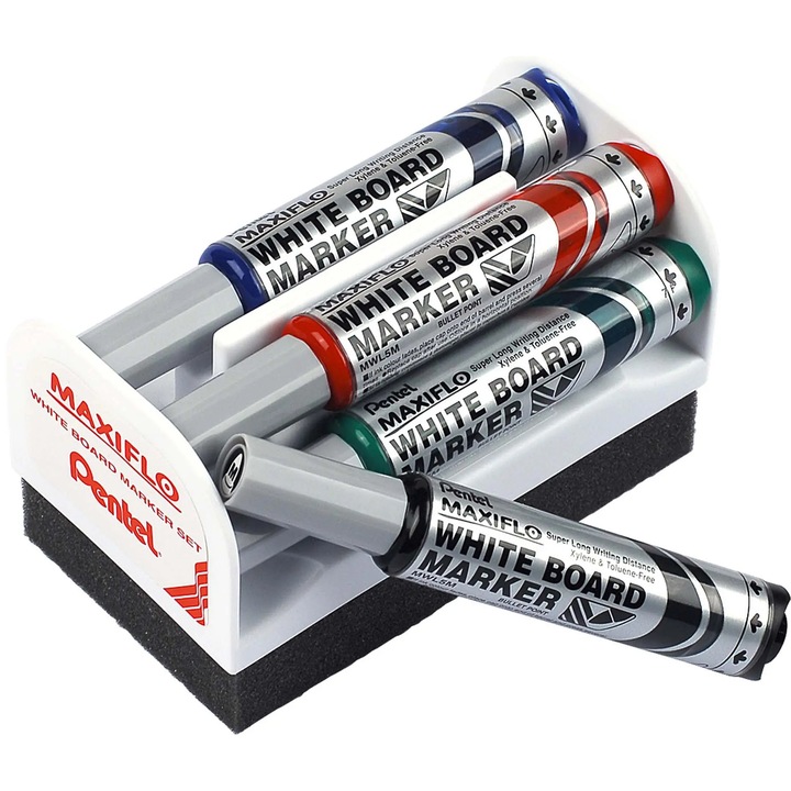 Pentel Maxiflo táblafilc szett, kerek hegy, 4 szín