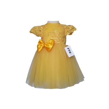 Rochie ocazie galbena cu fundita PTK - 6-7 ani Rochie ocazie galbena cu fundita PTK - 6-7 ani