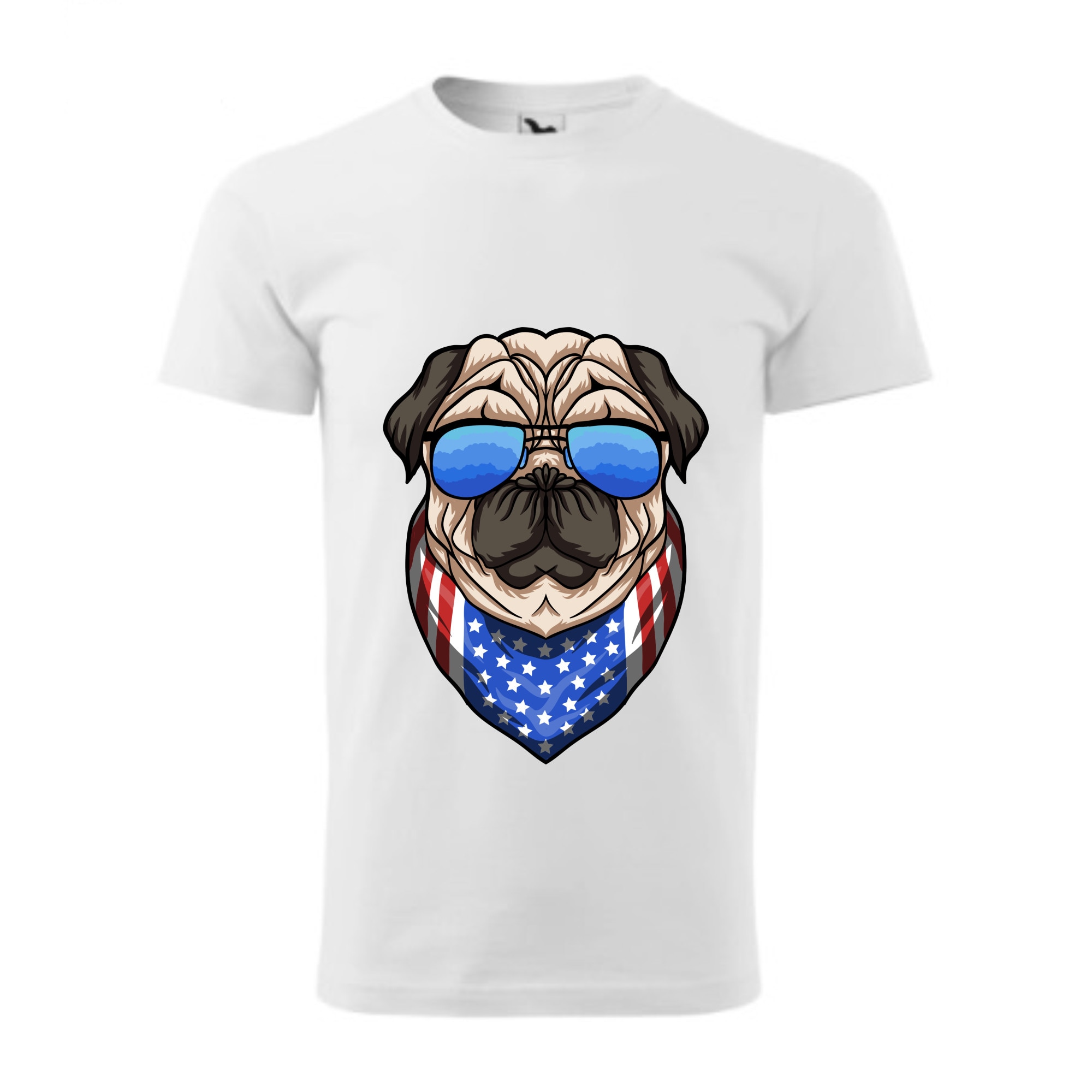 Tricou basic barbati personalizat, Adler, bumbac, alb , S INTL Pug american
