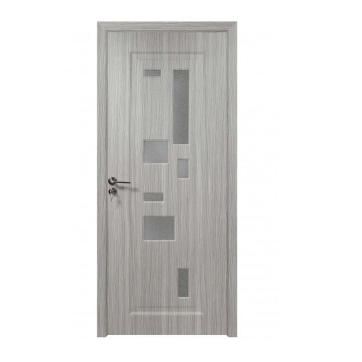 Интериорна дървена врата със стъкло BestImp B02-78-N, Сребрист, 203 х 78 см