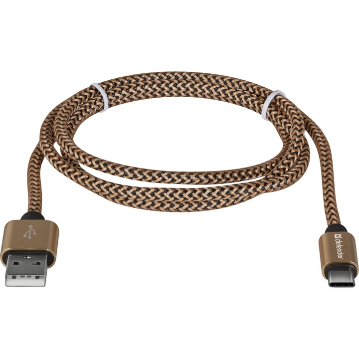 Cablu Date Type C Defender USB09-03T PRO USB2.0 2.1A 1m Auriu