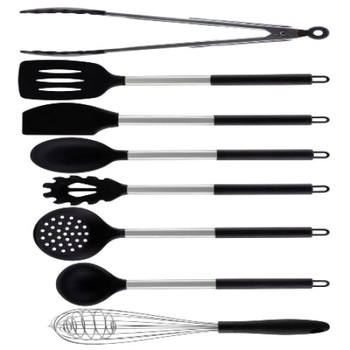 Set 8 piese bucatarie cu maner negru Edenberg EB7791 Set 8 piese bucatarie cu maner negru Edenberg EB7791