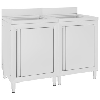 Set de 2 dulapuri comerciale pentru chiuveta bucatarie, vidaXL, Otel inoxidabil, 180 x 60 x 96 cm, Argintiu Set de 2 dulapuri comerciale pentru chiuveta bucatarie, vidaXL, Otel inoxidabil, 180 x 60 x 96 cm, Argintiu