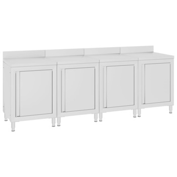 Set de 4 dulapuri comerciale pentru bucatarie, vidaXL, Otel inoxidabil, 240 x 60 x 96 cm, Argintiu Set de 4 dulapuri comerciale pentru bucatarie, vidaXL, Otel inoxidabil, 240 x 60 x 96 cm, Argintiu