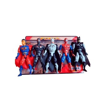 Set 5 figurine tip super eroi, membre articulate, 13 cm, multicolor, iluminare led in piept, + 3 ani Set 5 figurine tip super eroi, membre articulate, 13 cm, multicolor, iluminare led in piept, + 3 ani
