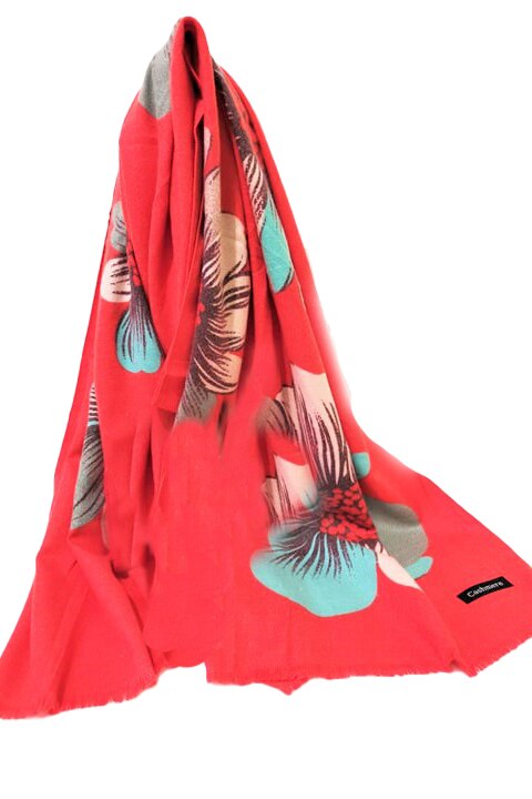 Esarfa casmir multicolora cu imprimeu floral