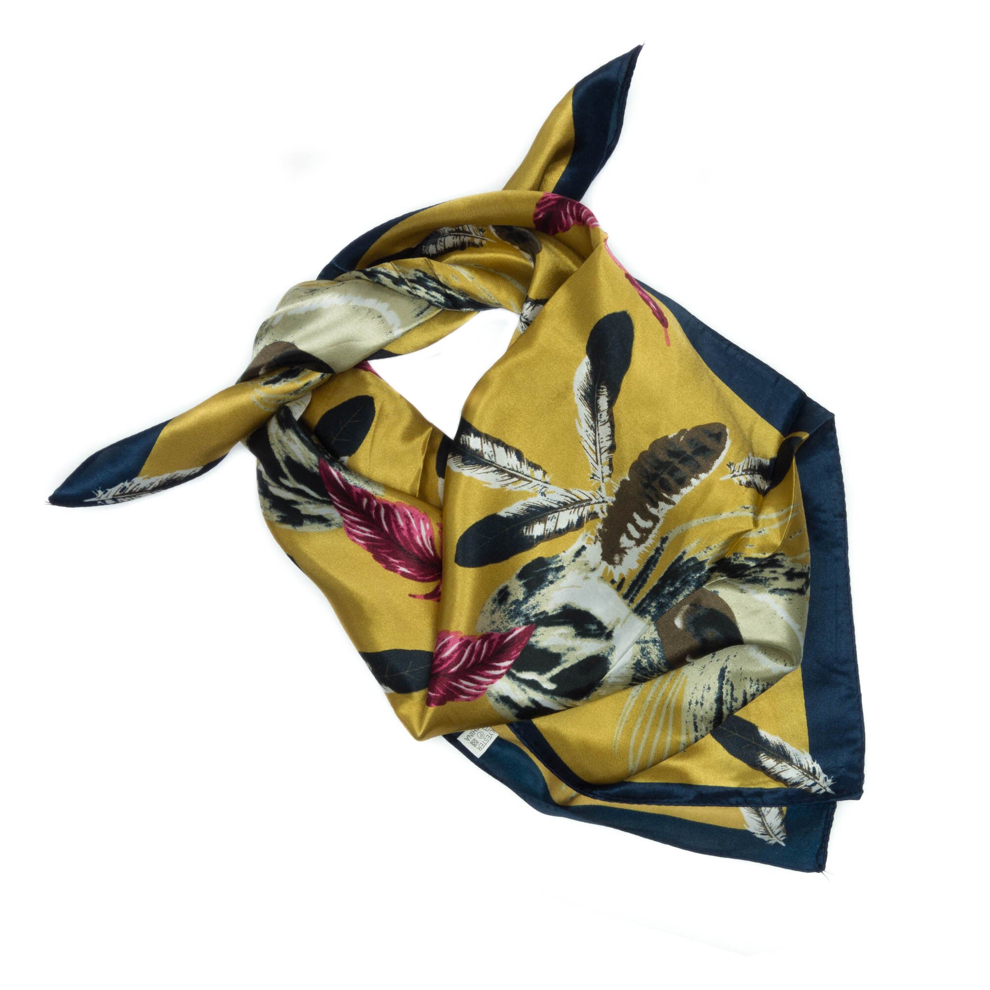 Esarfa, Batic, de dama, cu pene multicolore, 60x60 cm - ES494