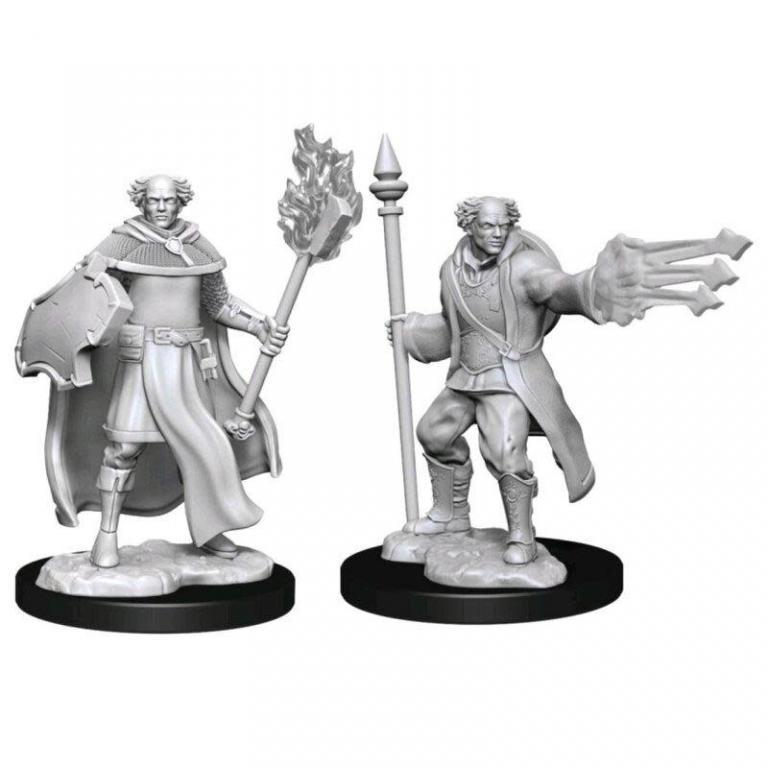 Set 2 miniaturi nepictate Dungeons & Dragons - Nolzurs Marvelous Miniatures - Multiclass Cleric + Wizard Male, limba engleza