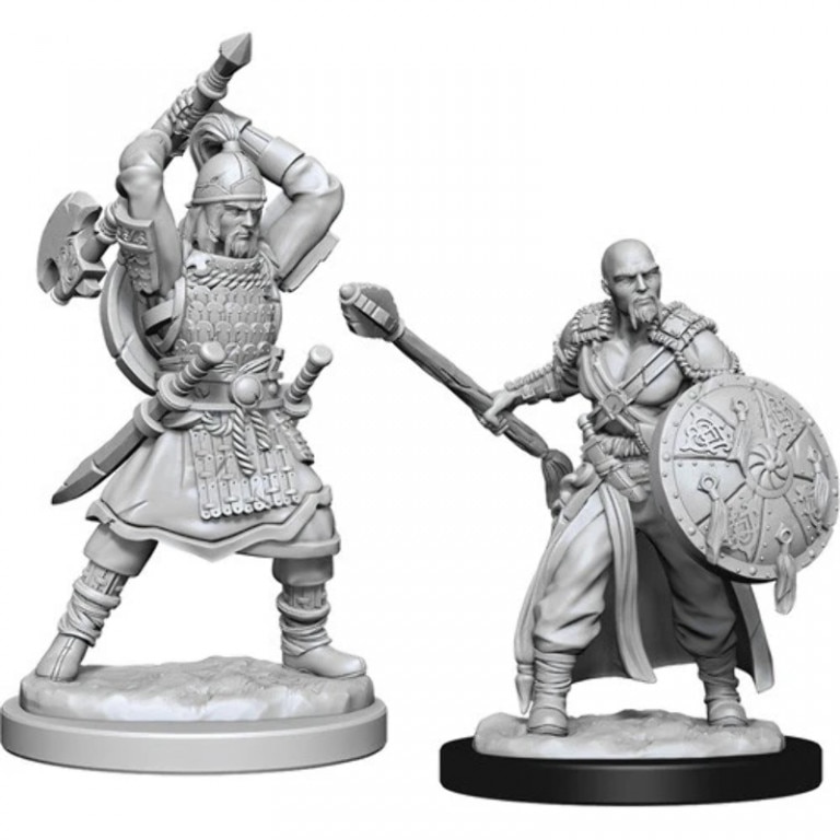 Set 2 miniaturi nepictate Dungeons & Dragons - Nolzurs Marvelous Miniatures - Human Barbarian Male V2, limba engleza