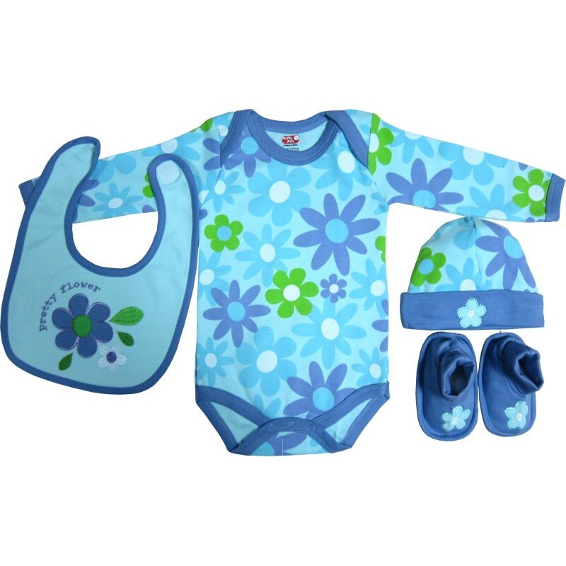 Set cadou bebe 4 piese, Primii Pasi, 0-6 luni