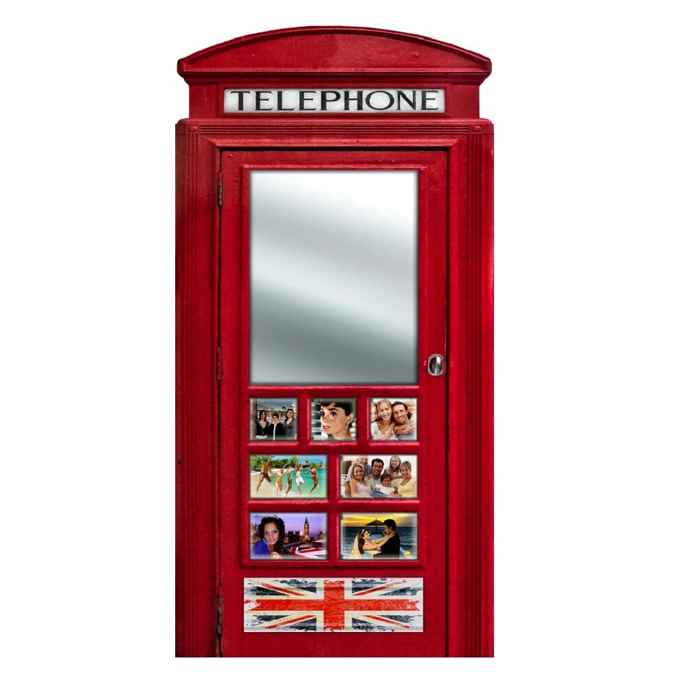 Oglinda multiphoto Telephone Box Red, Studio Casa, diametru 50 x 100 cm