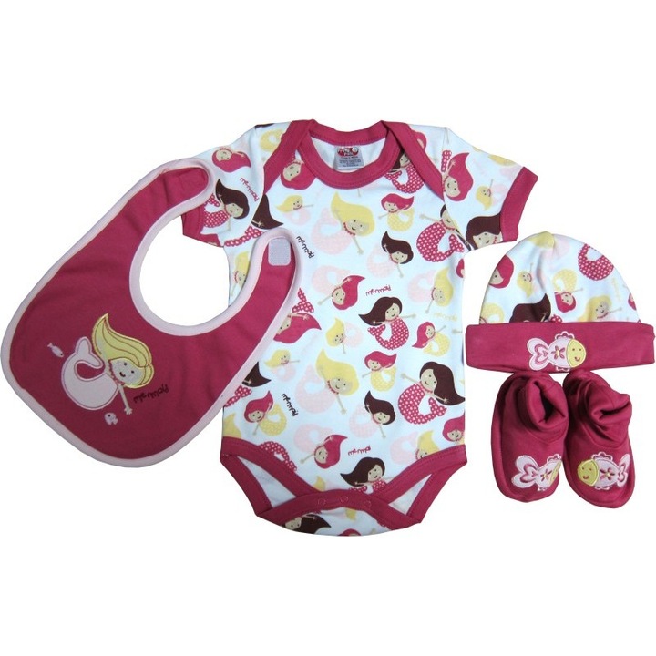 Set cadou bebe 4 piese, Primii Pasi, 0-6 luni