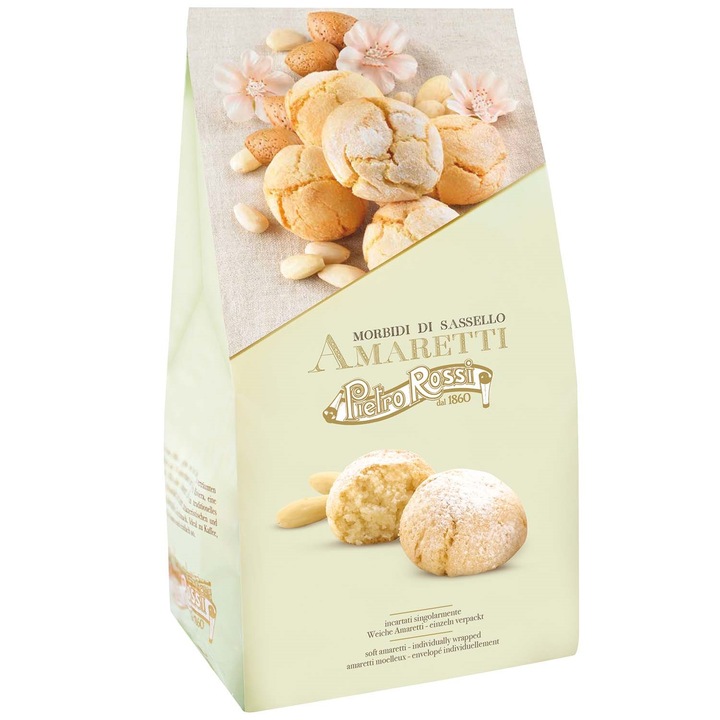 Biscuiti premium mini amaretti cu migdale Pietro Rossi, 150g