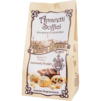 Biscuiti premium mini amaretti cu bucati mici de ciocolata Pietro Rossi, 150g Biscuiti premium mini amaretti cu bucati mici de ciocolata Pietro Rossi, 150g