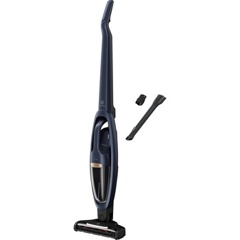 Aspirator vertical 2in1 Electrolux Well Q7 WQ71-50IB, 45W, 21,6V HD, Li-Ion, 2 trepte de putere, Perie podea cu LED, Albastru inchis metalic Aspirator vertical 2in1 Electrolux Well Q7 WQ71-50IB, 45W, 21,6V HD, Li-Ion, 2 trepte de putere, Perie podea cu LED, Albastru inchis metalic