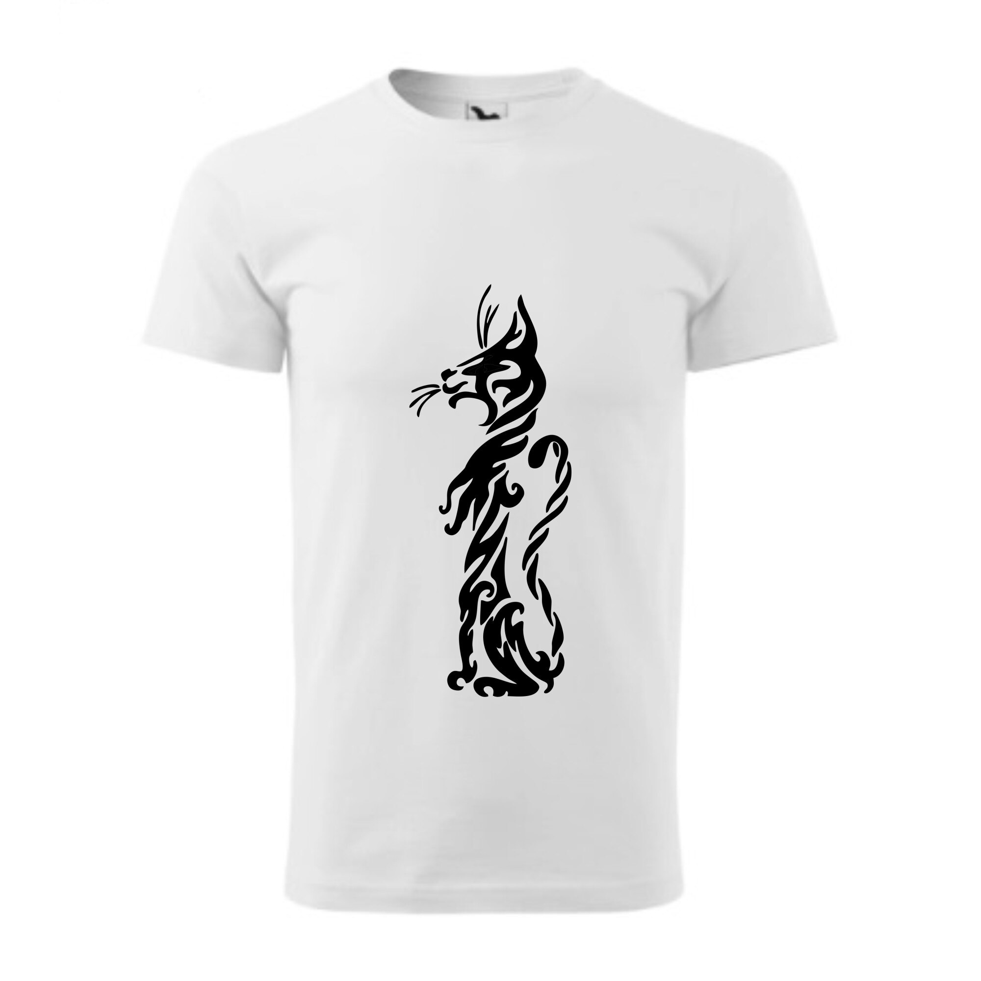 Tricou basic barbati personalizat, Adler, bumbac, alb , L Pisica model artistic