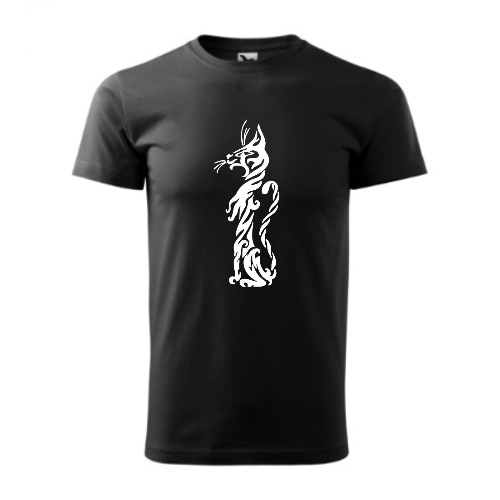 Tricou basic barbati personalizat, Adler, bumbac, negru , XS Pisica model artistic