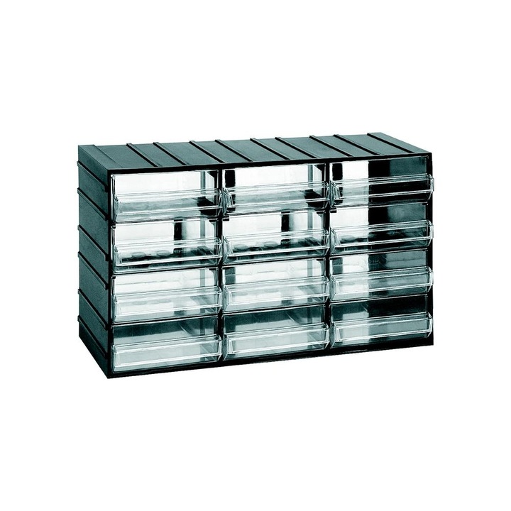 Cutie depozitare ARTPLAST cu 12 sertare transparente 382x148x230mm