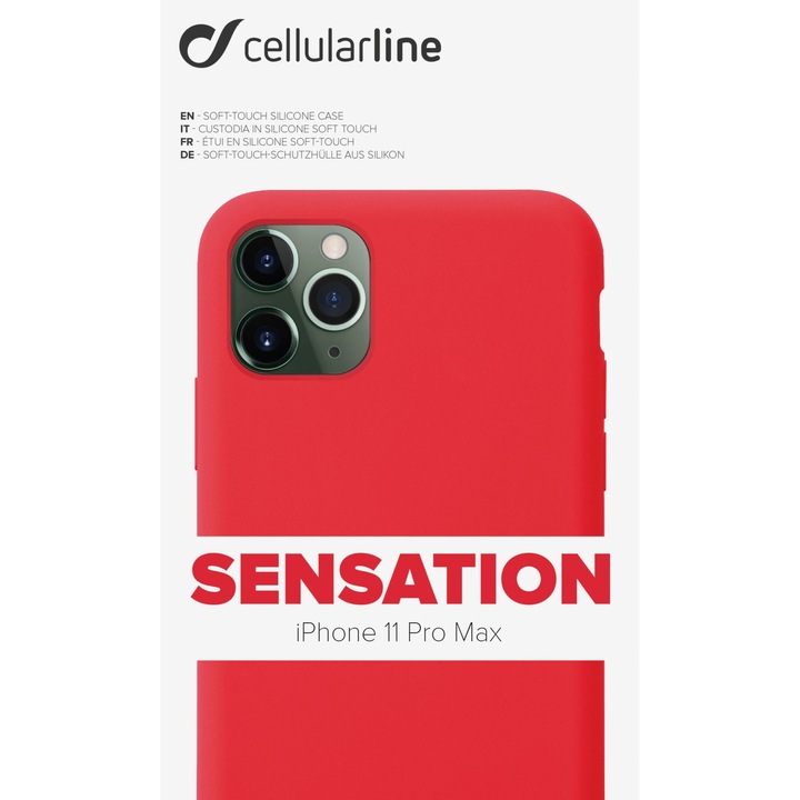 Силиконов калъф Cellularline Sensation iPhone 11 Pro Max, Червен