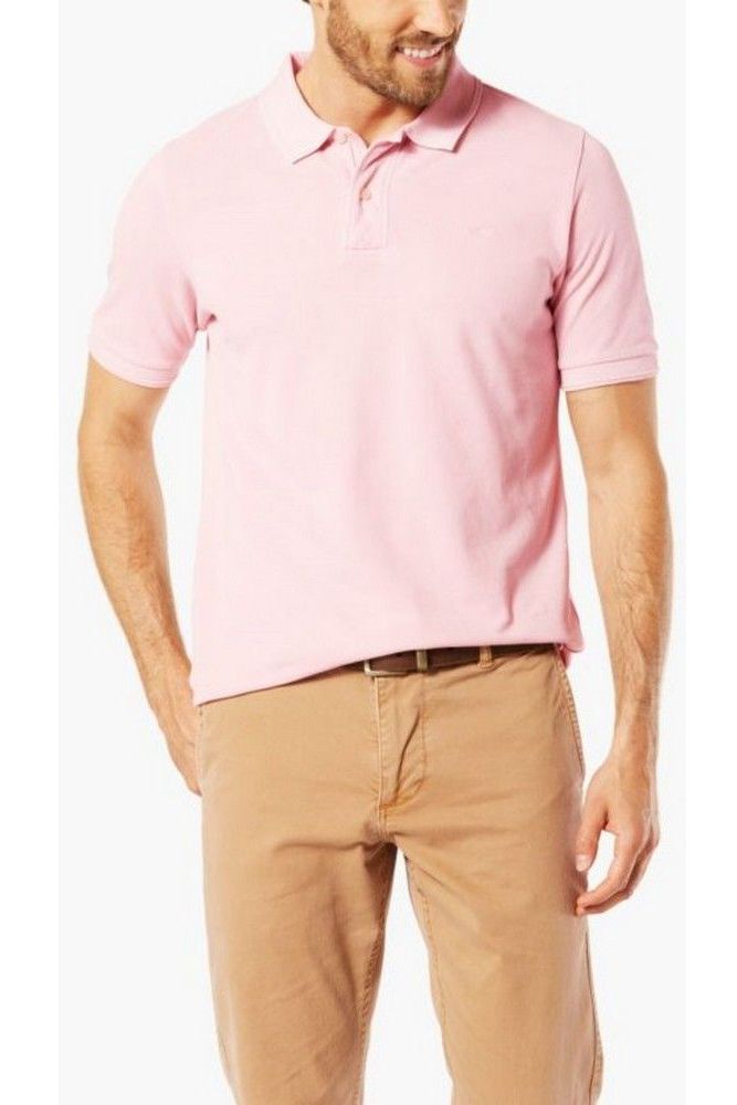 Tricou cu guler pentru barbati, Dockers Garment Dye Polo Fitted, Roz
