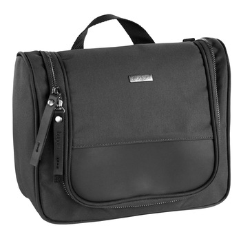 Geanta pentru cosmetice Bugatti Contratempo, neagra, cu maner si agatatoare metalica, pentru barbati Geanta pentru cosmetice Bugatti Contratempo, neagra, cu maner si agatatoare metalica, pentru barbati