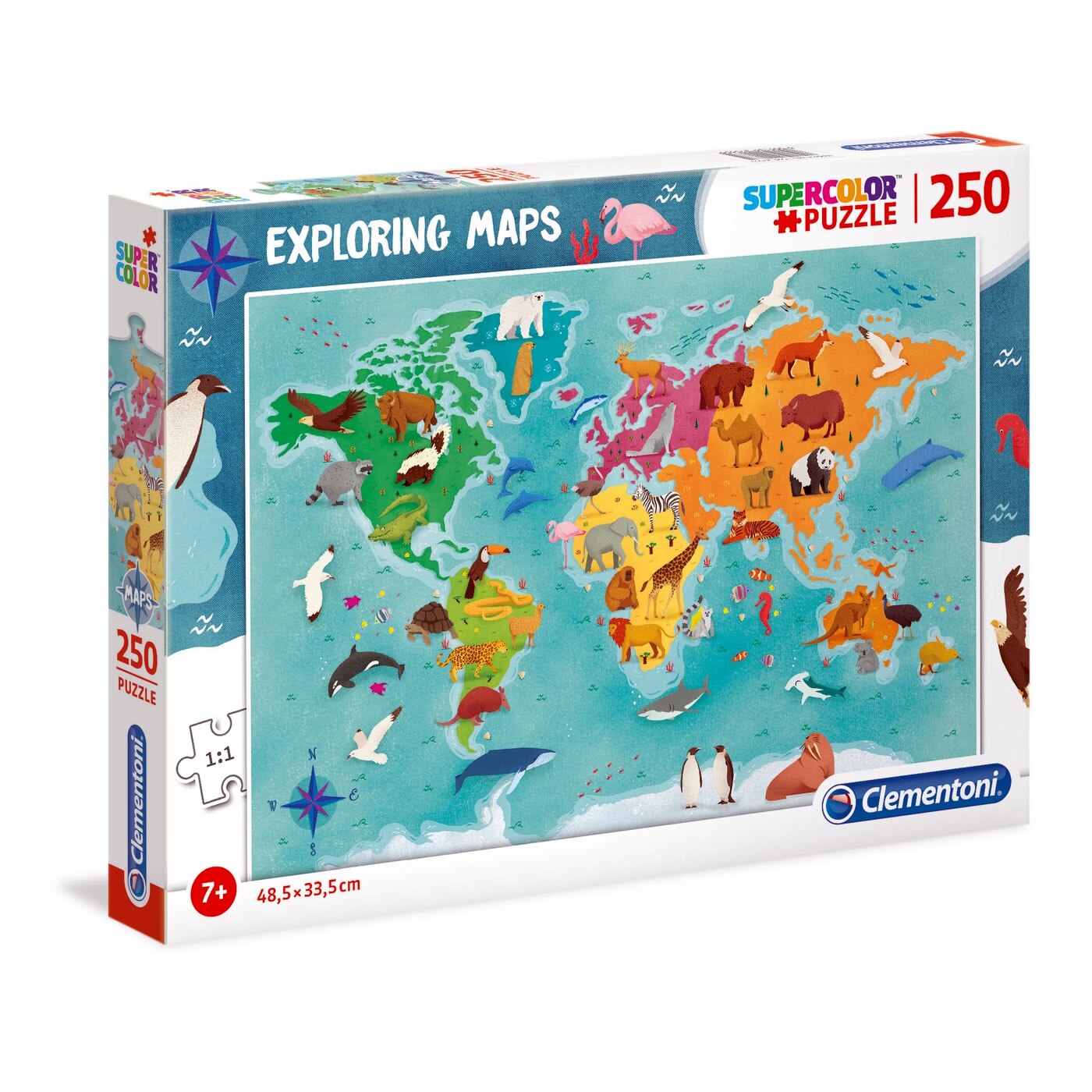 Puzzle Clementoni, Exploring Maps - Animals of the World, 250 piese