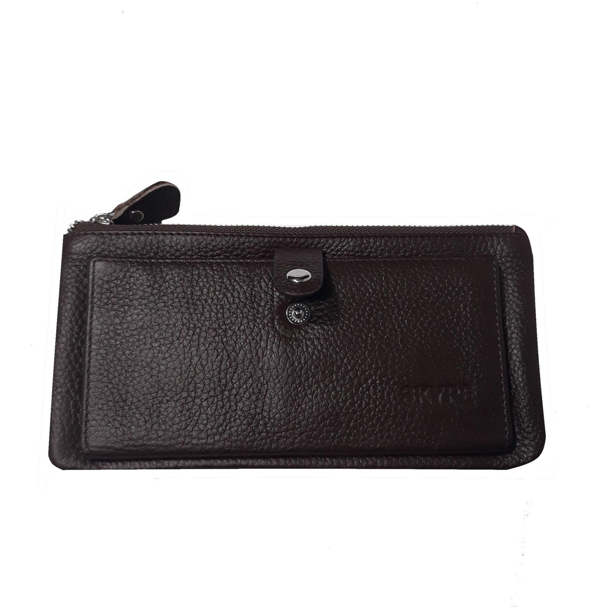 Portofel dama, din piele naturala maro brun, dimensiune 19x9 cm