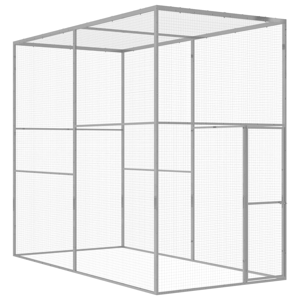 Cusca pentru pisici vidaXL, Otel galvanizat, 3 x 1.5 x 2.5 m, Argintiu