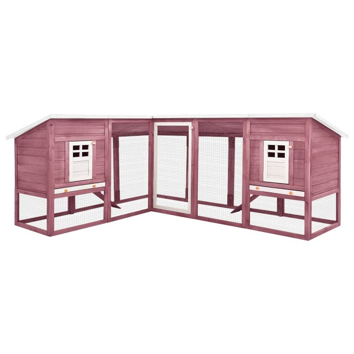 VidaXL mokkaszínű és fehér tömör fenyő kültéri nyúlketrec kifutóval 170874