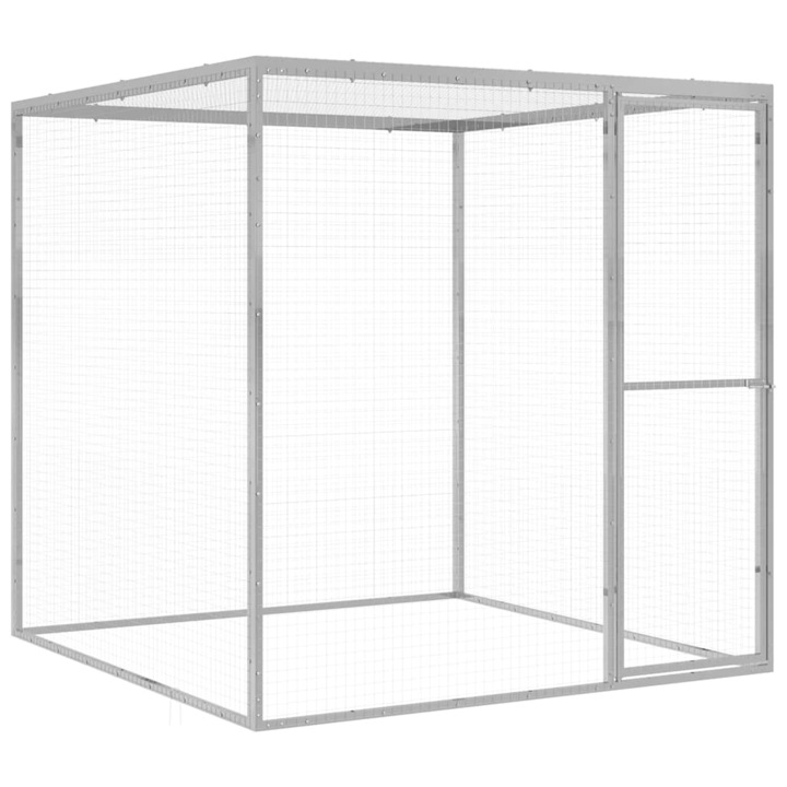 Cusca pentru pisici vidaXL, 1,5x1,5x1,5 m, otel galvanizat, 27.5 kg