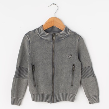 Cardigan Guess pentru baieti, gri, aspect tricotat Cardigan Guess pentru baieti, gri, aspect tricotat