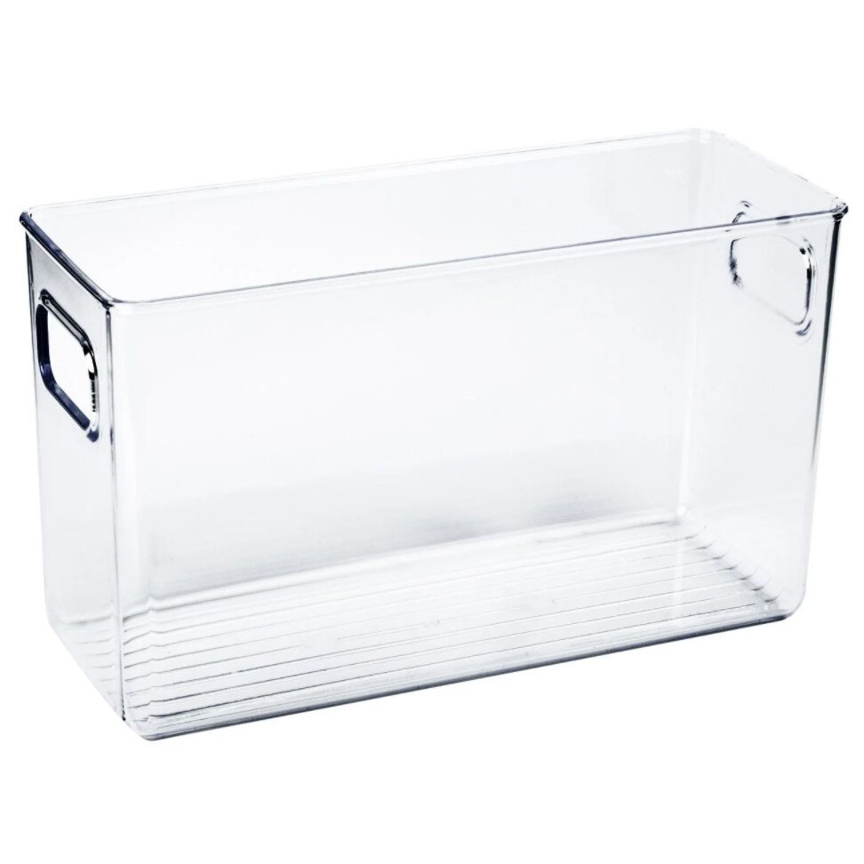 Organizator pentru frigider, Zola, transparent, cu manere, 24x8x15cm