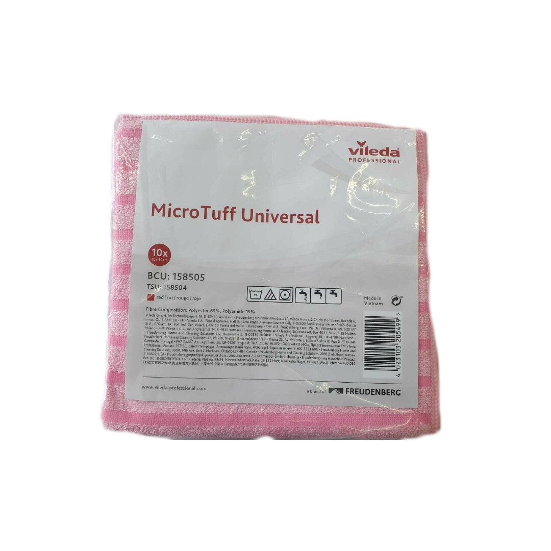 Lavete MicroTuff Universal, Vileda 158504, culoare rosu, 40x40cm, 10buc/pachet
