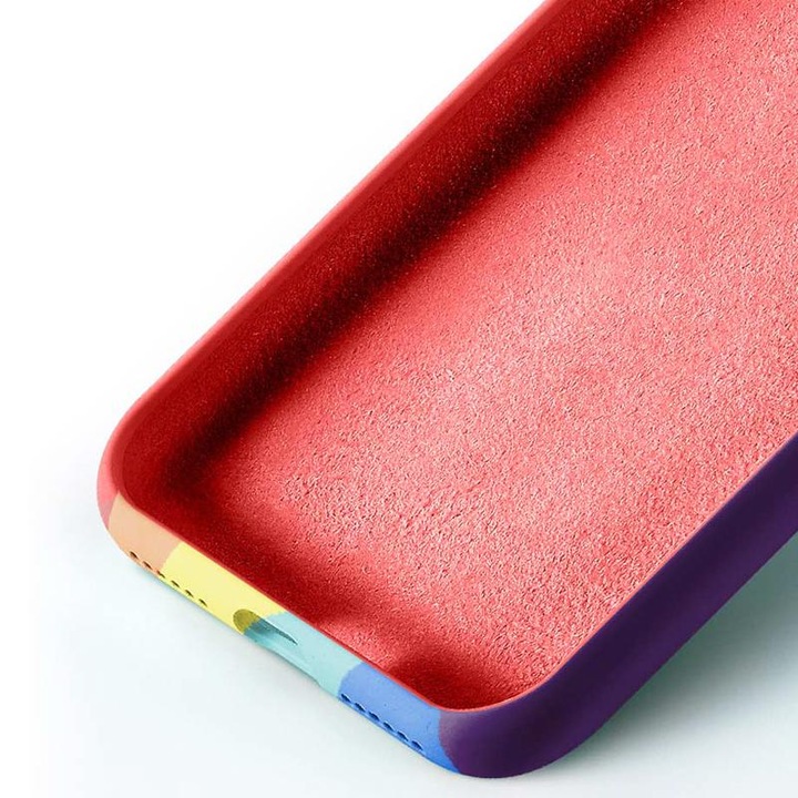 Husa de protectie SmartGSM Silicone Case Soft Touch pentru iPhone 7 / iPhone 8 / iPhone SE 2020, Rainbow