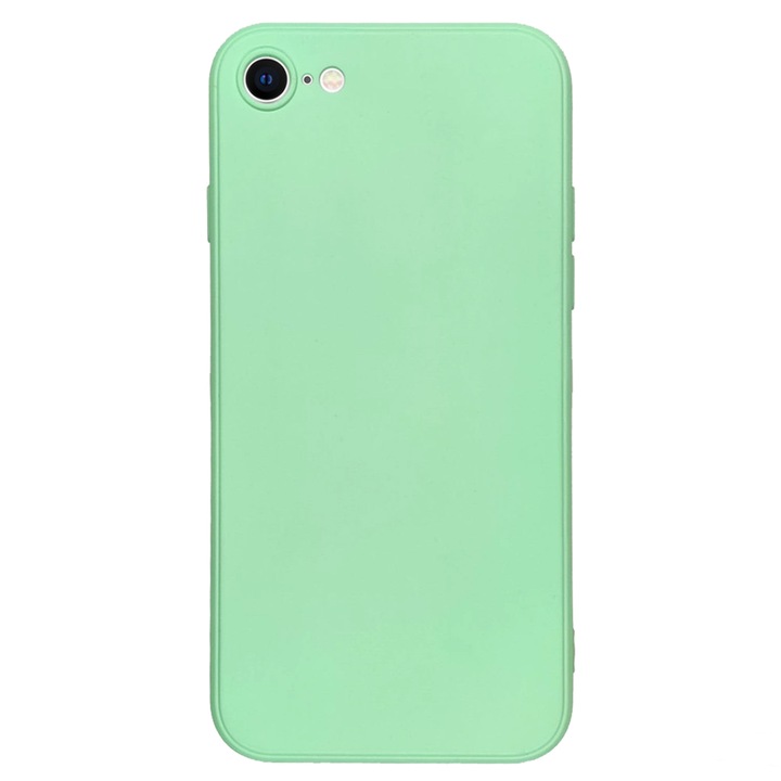 iPhone SE 2020 telefonnal kompatibilis tok, SILKASE, szögletes, türkiz színű, puha szilikon