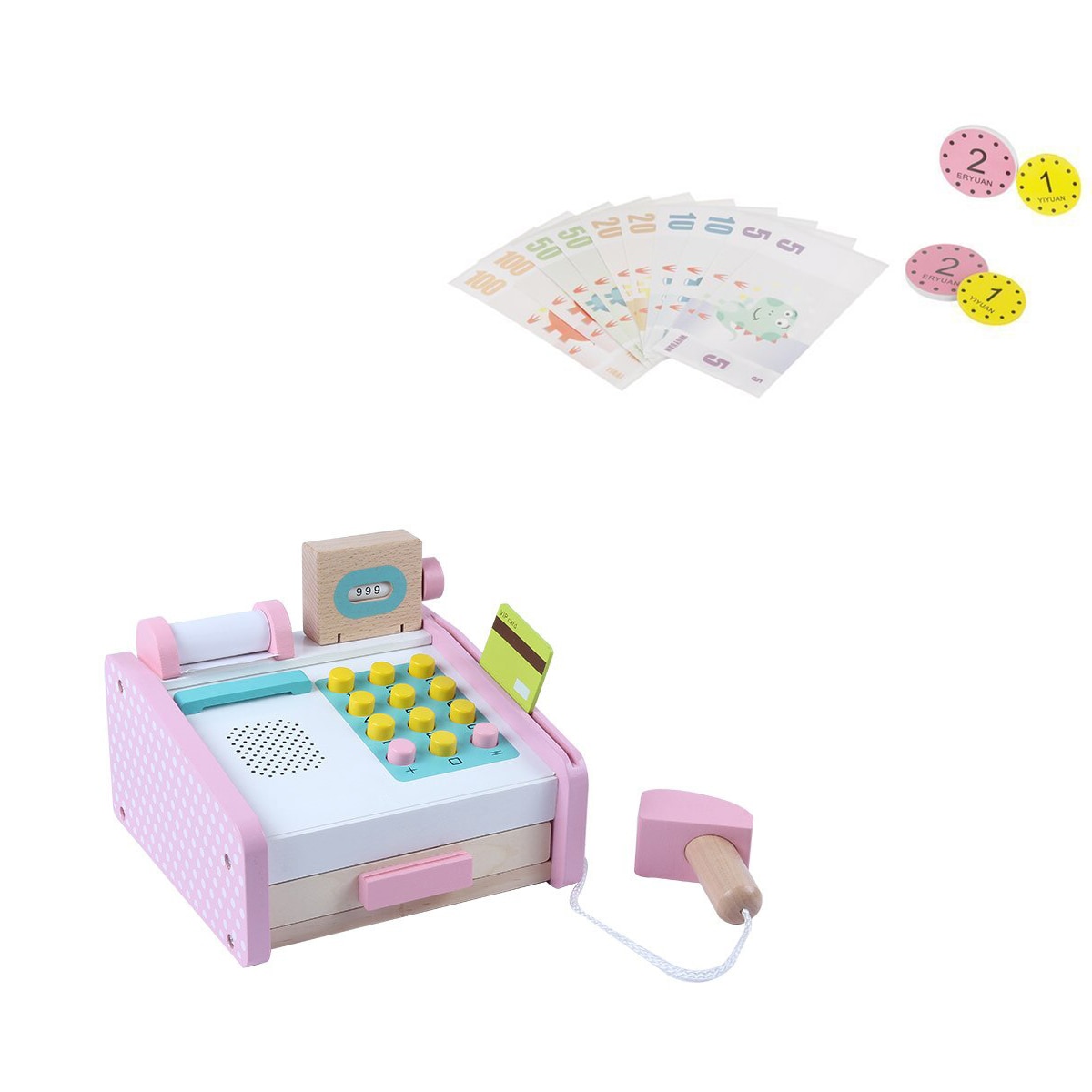 Jucarie din lemn, Zola, casa de marcat cu scanner + accesorii