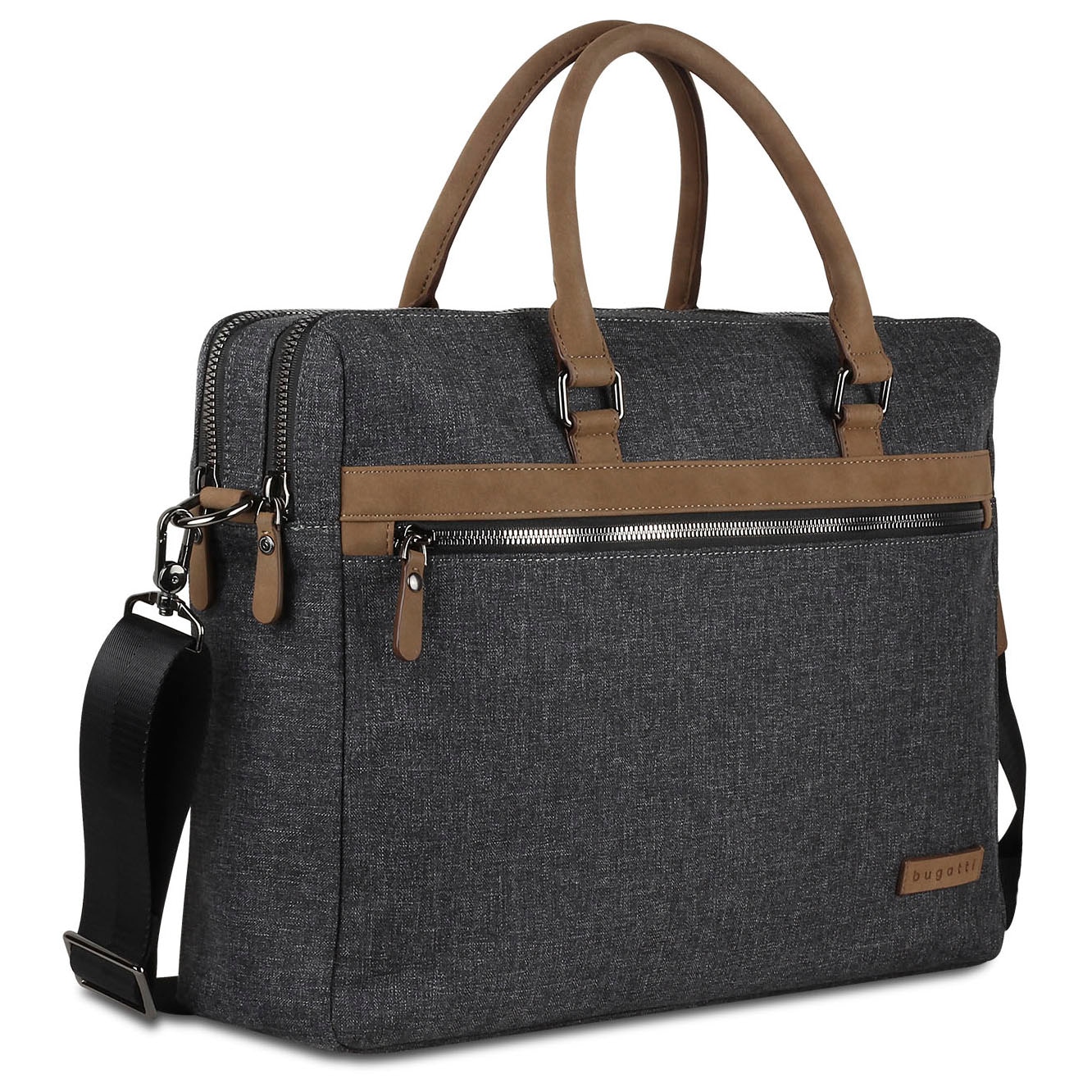 Geanta de laptop 15 inch Bugatti Luce, pentru barbati, gri antracit