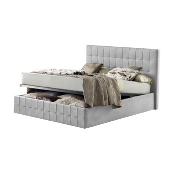 Pat Tapitat Rabatabil cu Lada Depozitare, 150x200 cm, Notturno Promo, Dolce Dormire, Piele Ecologica, Gri deschis Pat Tapitat Rabatabil cu Lada Depozitare, 150x200 cm, Notturno Promo, Dolce Dormire, Piele Ecologica, Gri deschis