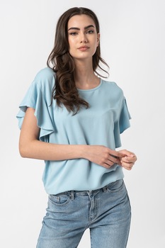 Vila, Bluza cu maneci cu volane Fanza, Albastru pastel Vila, Bluza cu maneci cu volane Fanza, Albastru pastel