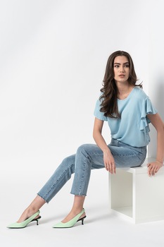 Vila, Blugi drepti cu terminatii nefinisate, Albastru deschis, W36-L30 Vila, Blugi drepti cu terminatii nefinisate, Albastru deschis, W36-L30