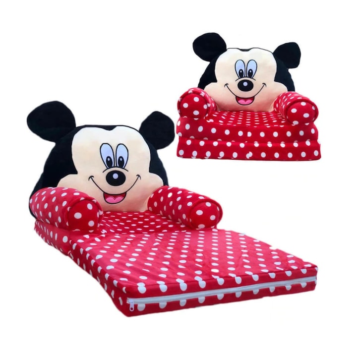 Mickey Mouse Plüss fotel 85x45x40cm, Fekete/ Piros/Fehér